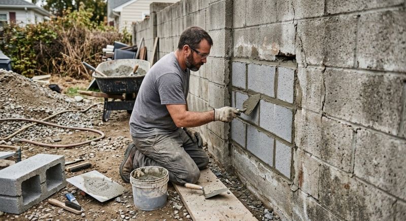 Cinder Block Wall Repair in Creston, NC